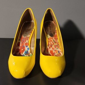 Yellow Patent Leather Pumps